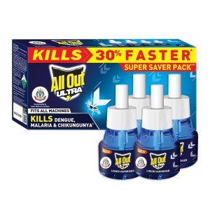 All Out Ultra Liquid Vaporizer4 Refills (45ml) | Kills Dengue, Malaria & Chikungunya Spreading Mosquitoes | India's Only Mosquito Killer Brand Recommended by Indian Medical Association